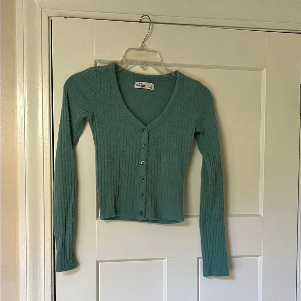 Hollister Light Green Super Soft Knit Cardigan Excellent Condition Size XXS